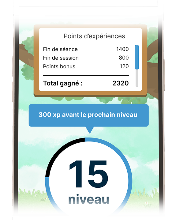 Captures d'écran des progressions dans l'application mobile MATVISIO Omnes.